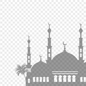 Gray Islamic Mosque Silhouette Ramadan Icon