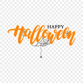 HD Black & Orange Happy Halloween Text Logo PNG