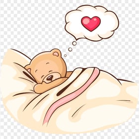 HD Cute Cartoon Sleeping Bear Dreaming About Love PNG