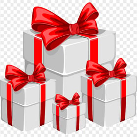 Collection Of Cartoon Red & White Gifts Boxes HD PNG