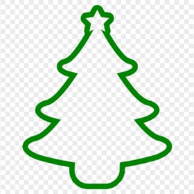 HD Simple Outline Christmas Tree Green Silhouette Icon PNG