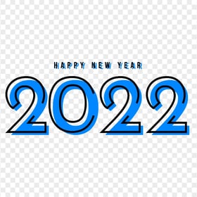 Creative Blue & Black Happy New Year 2022 PNG