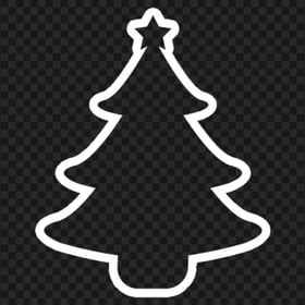 HD Simple Outline Christmas Tree White Silhouette Icon PNG