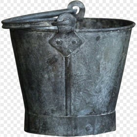 HD Old Metal Steel Milking Bucket Pail Garden PNG