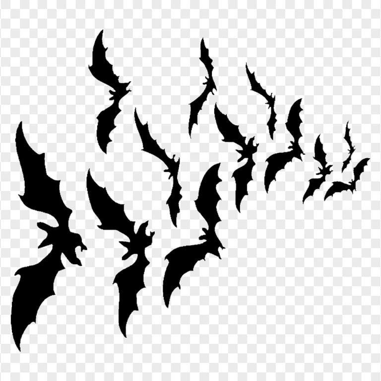 PNG Halloween Black Bats Silhouette Flying