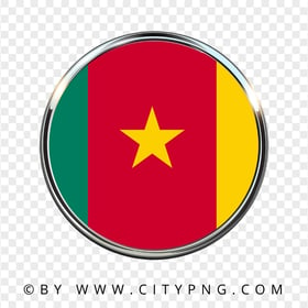 HD Cameroon Round Metal Framed Flag Icon PNG