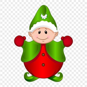 Cartoon Fat Gnome Elf  Wearing Christmas Clothes PNG