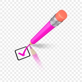 Pencil Drawing A Pink Tick Check Mark Icon FREE PNG