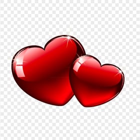 Two Red Hearts Illustration Valentine's Love PNG