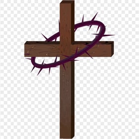 Cartoon Wooden Jesus Cross With Crown Of Thorns