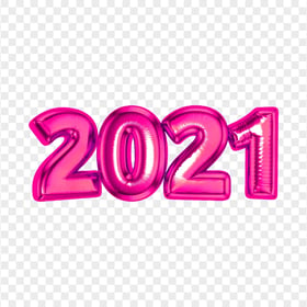 HD Pink 2021 Text Realistic Balloon Logo PNG