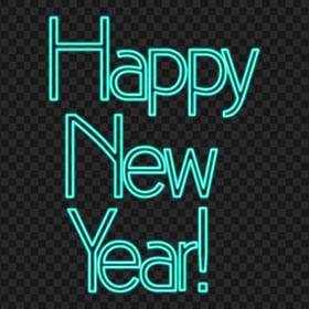 PNG Blue Green Neon Happy New Year Text