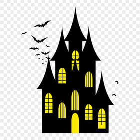 PNG Halloween House Castle & Flying Birds Bats