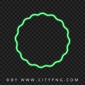 HD Glowing Green Neon Wavy Circle Transparent PNG