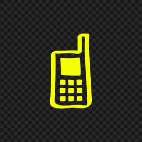 HD Yellow Hand Draw Old Cell Phone Icon PNG