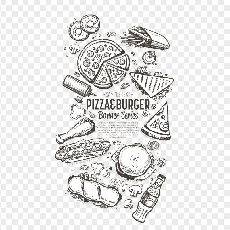 Pizza & Burger Chalk Logo Design Citypng