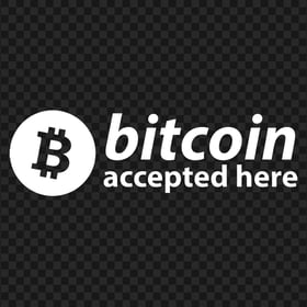 HD White Bitcoin Accepted Here Word Button PNG