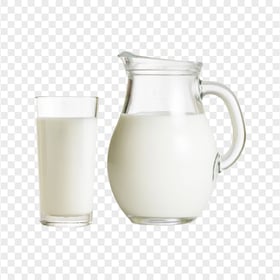 HD Glass And Pitcher Milk PNG