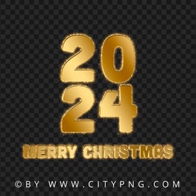 HD 2024 Merry Christmas Gold Design Transparent PNG
