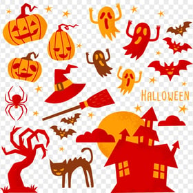 Halloween Clipart Elements Pattern Background HD PNG