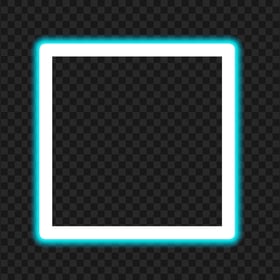 HD Blue Cyan Neon Square Frame Border PNG