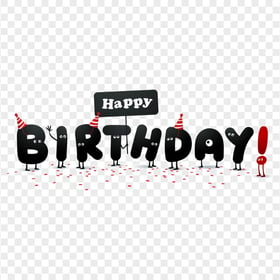 HD Black Happy Birthday Letters Design PNG