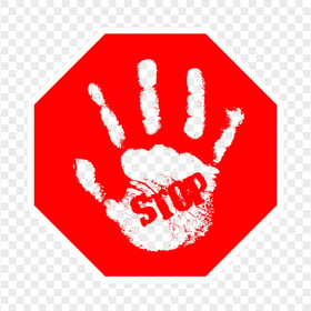 HD Outline Hand Print With Stop Word On Red Sign PNG