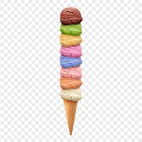 Ice Cream Cone Eight Flavors Scoops HD PNG