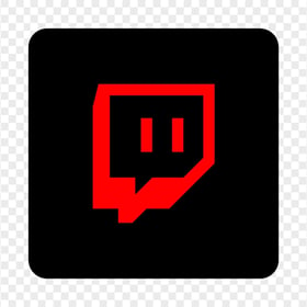 HD Black & Red Twitch TV Square Icon Transparent Background PNG