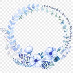 Blue Watercolor Floral Wreath With Roses