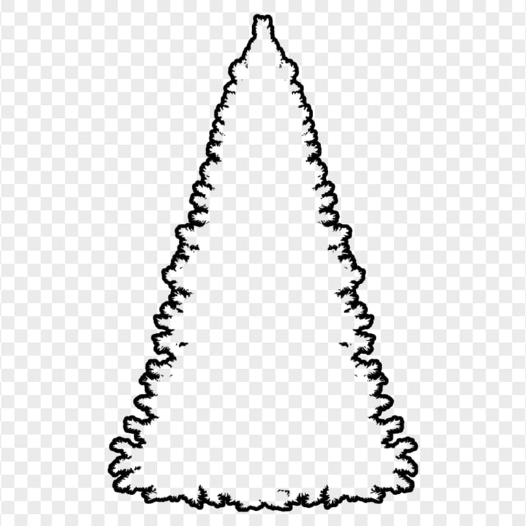 HD Black Real Outline Christmas Tree Clipart Silhouette Shape PNG