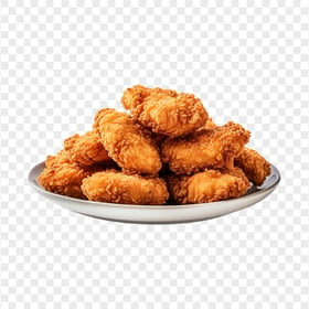 Tasty Fried Chicken Nuggets on Plate HD Transparent PNG