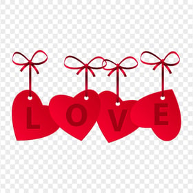 HD PNG Hanging Red Hearts Love Word Letters