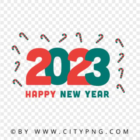 Happy New Year 2023 Vector With Candy Cane Icons PNG