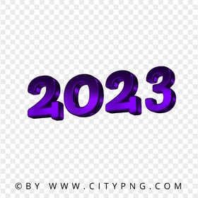 2023 New Year 3D Purple Logo Text Download PNG