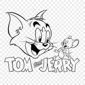 HD Outline Black White Tom & Jerry Logo Text With Characters PNG