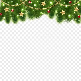 PNG Christmas Decorated Pine Branches Illustration
