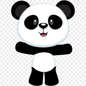 Cute Panda black and white png cartoon