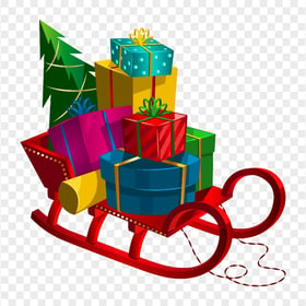 3D Cartoon Santa Sleigh With Gifts Image PNG