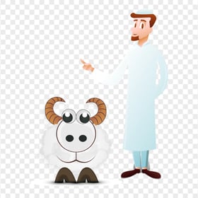 Cartoon Muslim Person With Sheep Image PNG