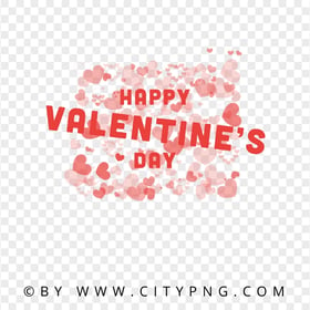 Happy Valentine's Day Text With Hearts Logo Design PNG