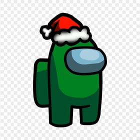 HD Green Among Us Crewmate Character With Santa Hat PNG