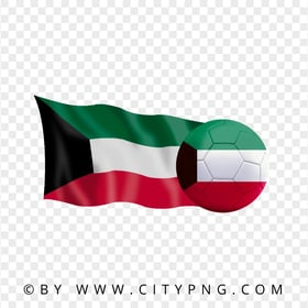 FREE Kuwait Flag With Soccer Football Ball PNG