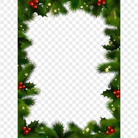HD Decorated Pine Leaves Frame Christmas PNG