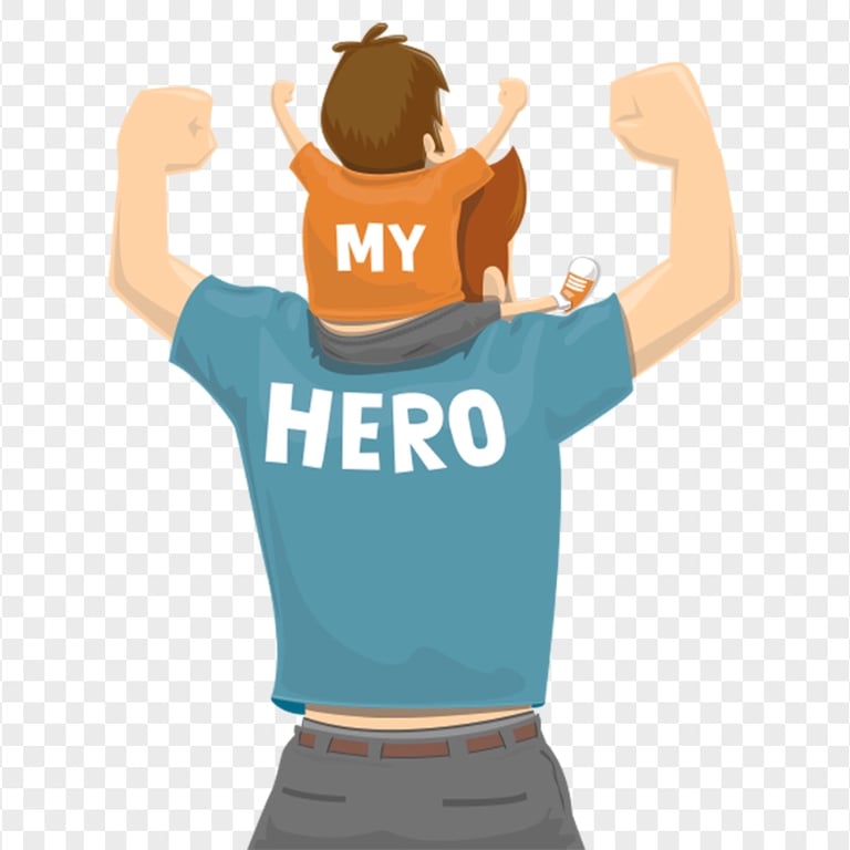 HD Child & Father Vector Cartoon Hero Dad Transparent PNG