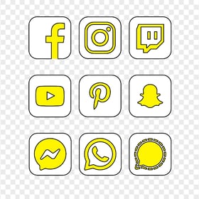 HD Beautiful White & Yellow Social Media Square Icons PNG