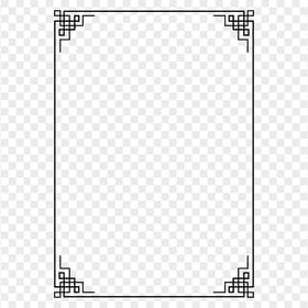 Vertical Black Chinese Frame FREE PNG