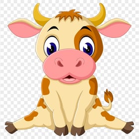 HD Cartoon Cow Character Sitting Down PNG
