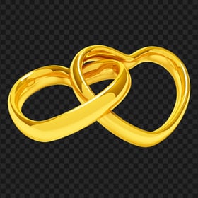 Yellow Gold Wedding Two Heart Shape Rings