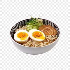 Realistic Noodle Soup Bowl with Onion HD PNG